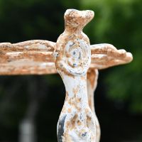 Close-up of the Rustic Cream Finish on the Side Stand