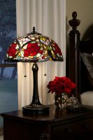 "Hartnell Hall" Stained Glass Rose Design Table Lamp
