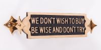 Polished Brass Rotating "Be Aware Of The Dog" Information Sign