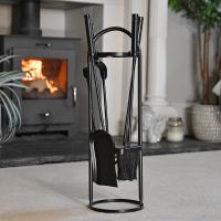 Round Black Companion Set in situ in the Home