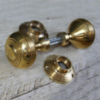 Round Beehive Door Knobs in Polished Brass