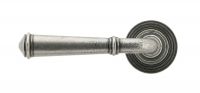Rounded Pewter Lever Door Handle on Beehive Rose