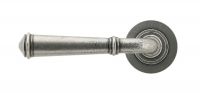 Rounded Pewter Lever Door Handle on Rose