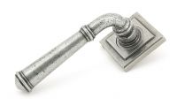 Rounded Pewter Lever Door Handle on Square Rose Handle