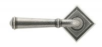 Rounded Pewter Lever Door Handle on Diamond Rose