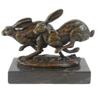 Running Rabbits Bronze Statue