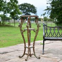 Victorian Rustic Cast Iron & Wood Side Table Stand