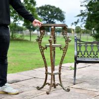 Victorian Rustic Cast Iron & Wood Side Table 