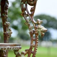 Close up of Rustic Cast Iron Side Table Stand