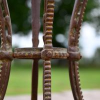 Close up of Cast Iron Rustic Side Table