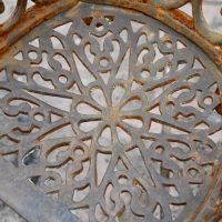 Close up of chair seat in rustic finish