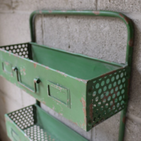 View of the Side of the Rustic Green Tray Wall Shelves