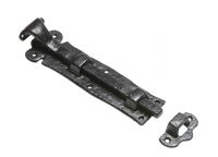 12" Rustic Antique Black Iron Straight Door or Gate Bolt With Scrolled Handle