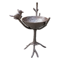 "Bird Sitting On Branch" Bird Bath & Feeder in a Rustic Finish 
