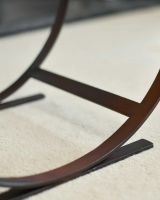 Close-Up of Rustic Finish on Blacksmith Curved Log Rack