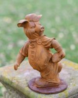 Rustic Cast Iron "American Football Player" Pig Garden Sculpture