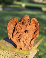 Rustic Cast Iron "Arched Angel" with Lamb Garden Sculpture