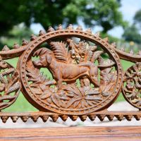 Close up of Rustic Cast Iron Central "Dog" Motif