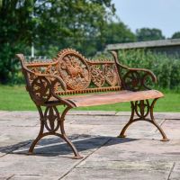 Rustic Cast Iron & Wooden Garden Bench