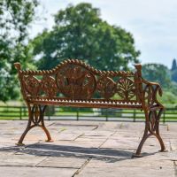 Rear view of Rustic Cast Iron Garden Bench