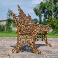 side View of the Rustic Cast Iron Gothic Two Seat Bench
