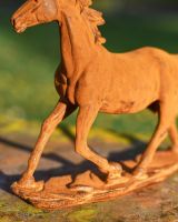 Rustic Cast Iron "Horse in Gallop" Garden Sculpture in Situ