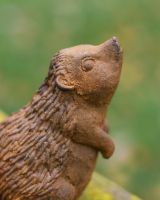 Close-Up of Rustic Cast Iron "Nosey Hedgehog" Garden Sculpture
