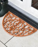 Rustic Cast Iron Ornate "Sunrise" Semi Circle Door Mat in Situ
