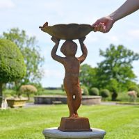 Rustic Cherub Bird Bath to Scale