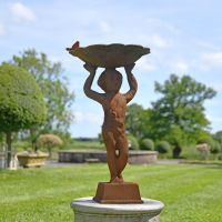 Cherub Bird Bath in a Rustic Finish