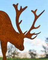 Close up Of Rustic Garden Stag Sculpture In Situ 