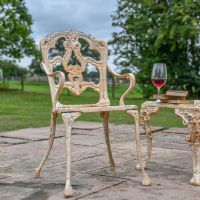 Rustic Cream Cast Iron Victorian Chair in Situ