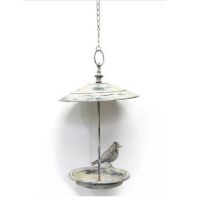 Chain Hanging Bird Feeder in a Rustic Cream Finish