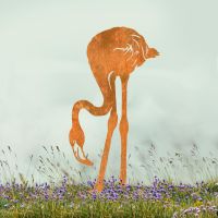 Rustic "Head Down" Flamingo Sheet Steel Silhouette