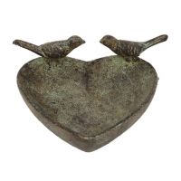 Heart Table Bird Bath in a Rustic Finish