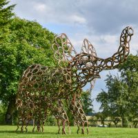 Rustic Horseshoe Elephant Sculpture in Situ in the Garden