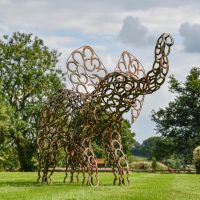 Rustic Horseshoe Elephant Sculpture in Situ
