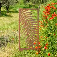 Rustic Palm Leaf Garden Screen Next To Poppies