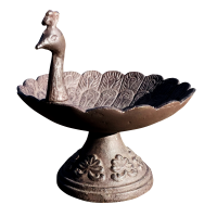Peacock Design Bird Bath in a Rustic Finish