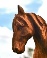 Close up of Miniature Pony Facing Right Rustic Cast Iron Sculpture head