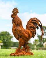 Rustic Rooster Cast Iron Sculpture