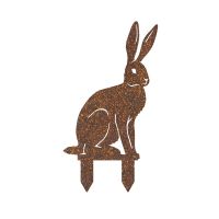 Sitting Hare Silhouette in a Rustic Finish