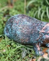 Close-Up of Rustic Verdigris Cast Aluminium Hedgehog Garden Sculpture - 10cm