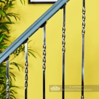 "Alessi" Double Fine Twist Stainless Steel Stair Spindle Close Up
