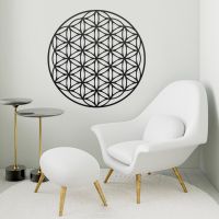 Geometry "Flower of Life" Steel Wall Art in a Modern Sitting Room