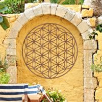 Geometry "Flower of Life" Steel Wall Art in Situ in the Garden