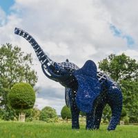 "Sambaku" Garden Elephant Sculpture in Situ in the Garden