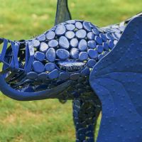 Close-up of the Face of the "Sambaku" Garden Elephant Sculpture