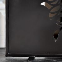 Close up of black contemporary metal frame and feet