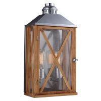 "Sandford" Natural Wood Hand-Crafted Wall Lantern 
